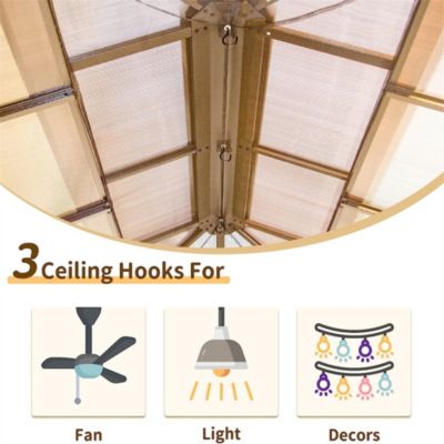 12x16ft Hardtop Gazebo with Polycarbonate Roof