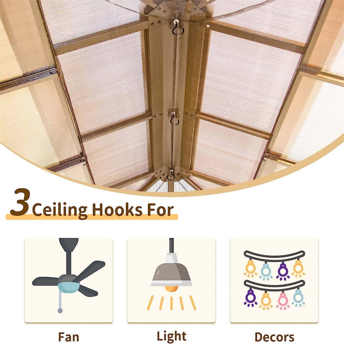 12x16ft Hardtop Gazebo with Polycarbonate Roof