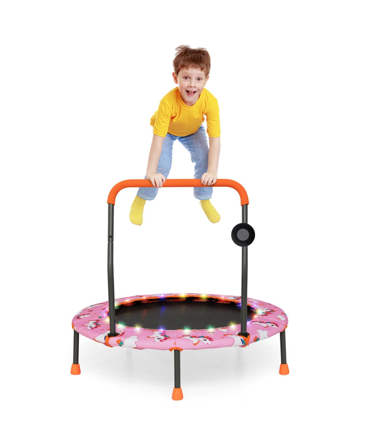 Slickblue Inch Mini Trampoline with Colorful Led Lights and Bluetooth Speaker