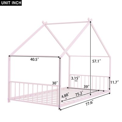 Twin Size Metal House Bed
