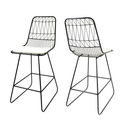 Streamdale Niez Outdoor Wire Counter Stools with Cushions (Set of 2)