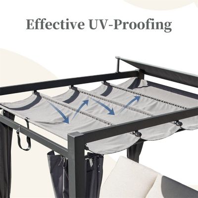 Streamdale Outdoor Double Chaise Daybed with Canopy & Cup Holder