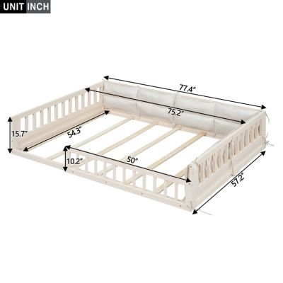 Full size  Upholstered Guardrail Platform Bed