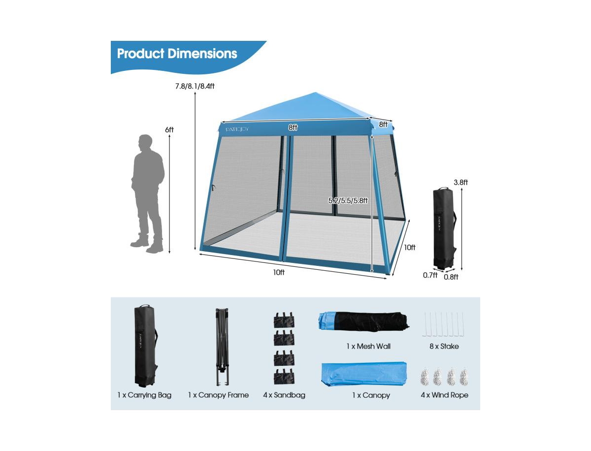 Slickblue x Feet Pop Up Canopy with with Mesh Sidewalls and Roller Bag