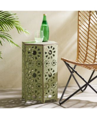 Vibrant Sunburst Iron Side Table Adds Color and Convenience to Your Patio