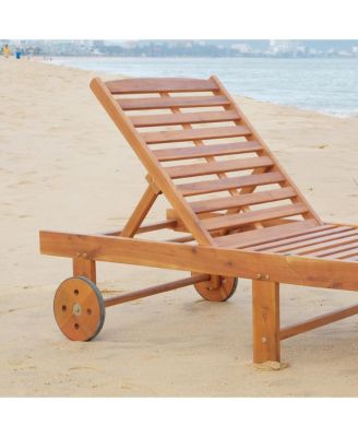Simplie Fun Acacia Wood Chaise Lounge Foldable, Adjustable, Weather-Resistant