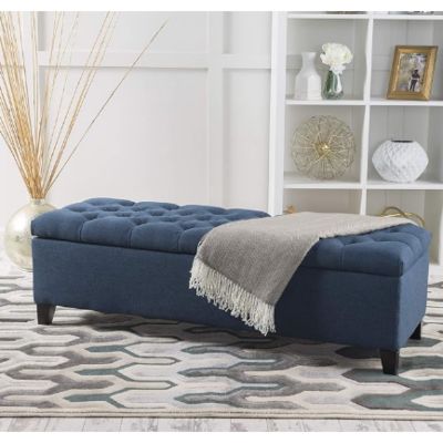 Contemporary Button Tufted Storage Ottoman with Refined Style