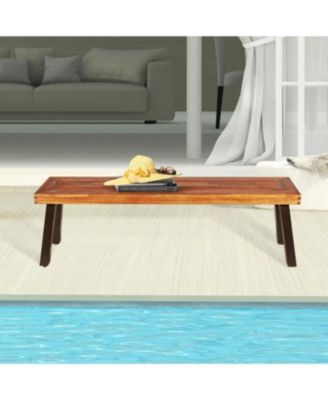 Patio Acacia Wood Dining Bench Seat with Steel Legs