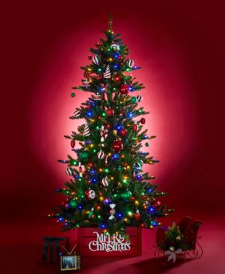 7.5ft Pre Lit Green Slim Fir Christmas Tree with 400 Light Emitting Diode Lights, 9 Functional Warm White Multi color, remote controller