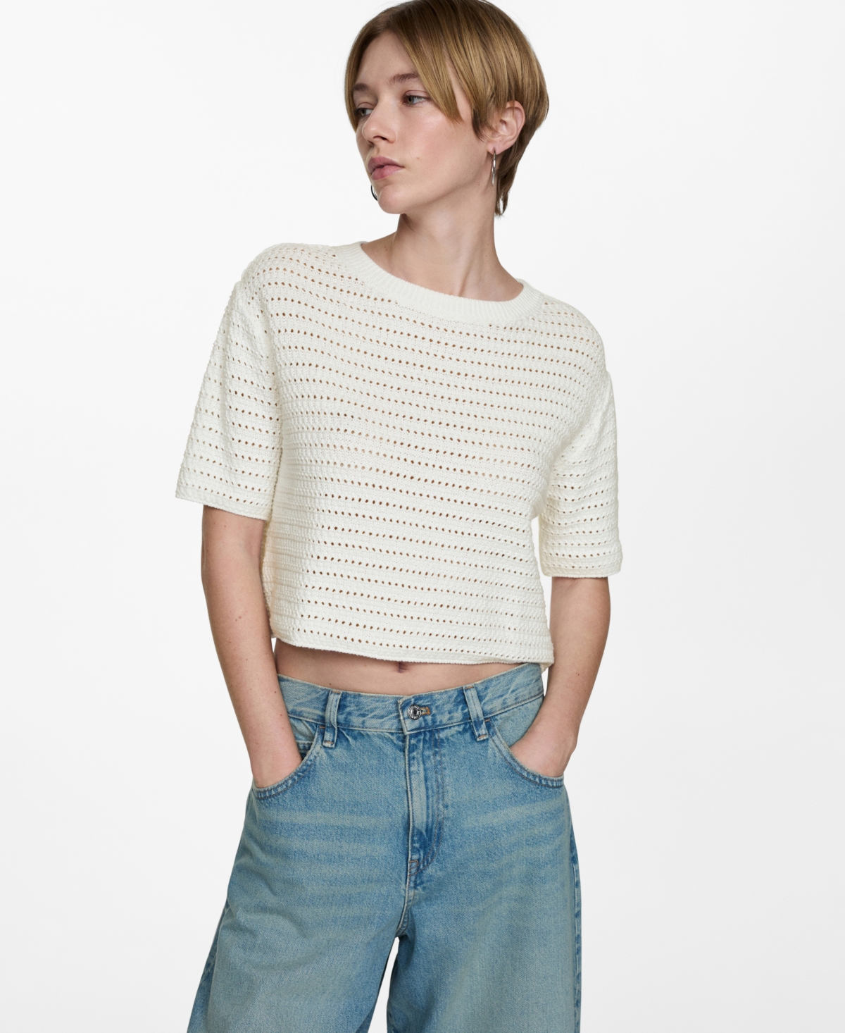 Mango crochet jumper best sale