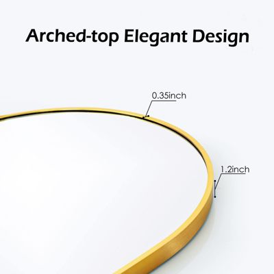 Arched Wall Mounted Mirror 20"x30" in Gold