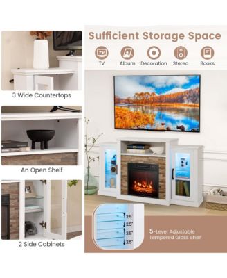 Fireplace TV Stand with Led Lights & Electric Fireplace For 65" Wall-Mounted TV