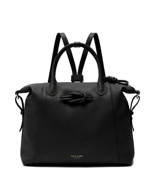 Рюкзак Esin Akan Wimbledon Large Leather Tote, цвет: Чёрный
