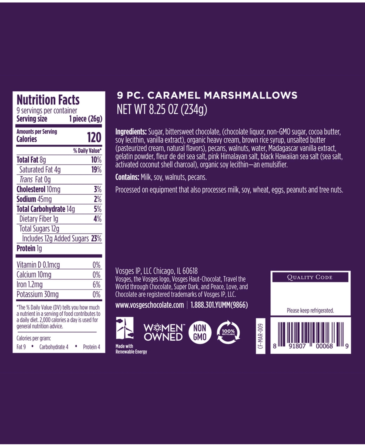 Vosges Haut-Chocolat Caramel Marshmallows, 9 Piece