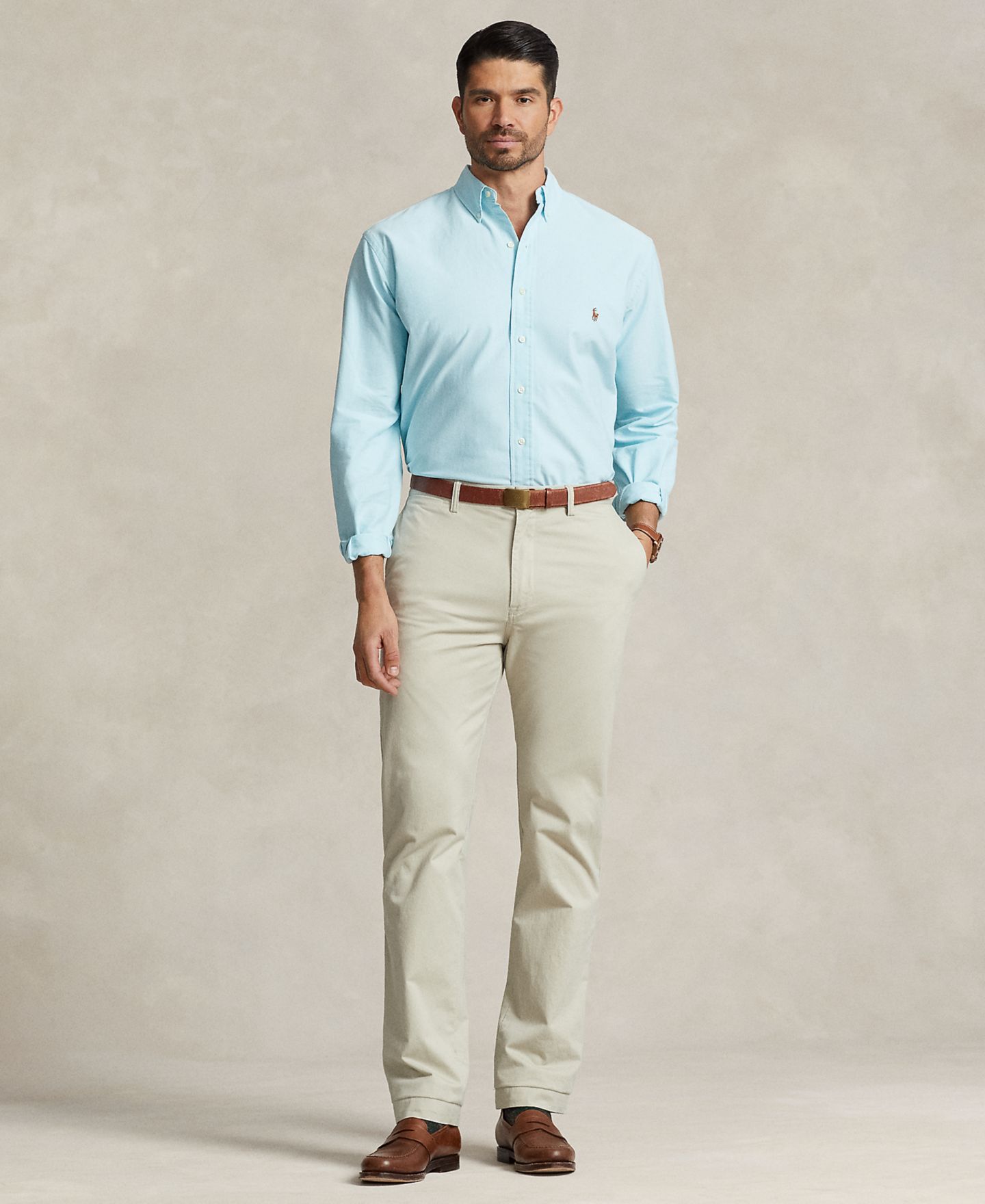 Мужские брюки Polo Ralph Lauren Big & Tall Stretch Classic-Fit Twill, цвет: Серо-бежевый — фото 2