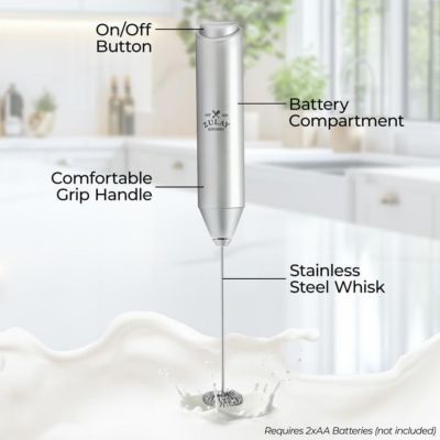 Powerful Mini Handheld Milk Frother – FrothMate Stainless Steel Foam Maker (No Stand)