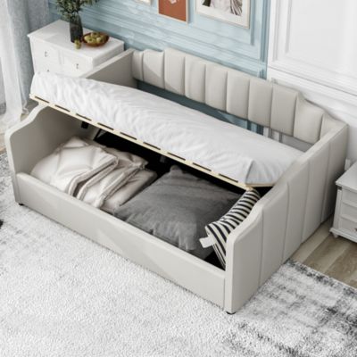 Full Size Upholstered Underneath Storage Daybed