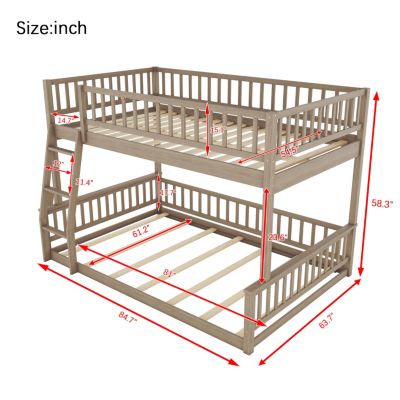 Streamdale Full XL over Queen Bunk Bed with Ladder and Guardrails, Walnut