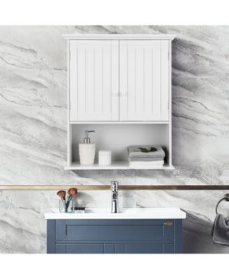 2-Door Wall Mount Bathroom Storage Cabinet with Open Shelf