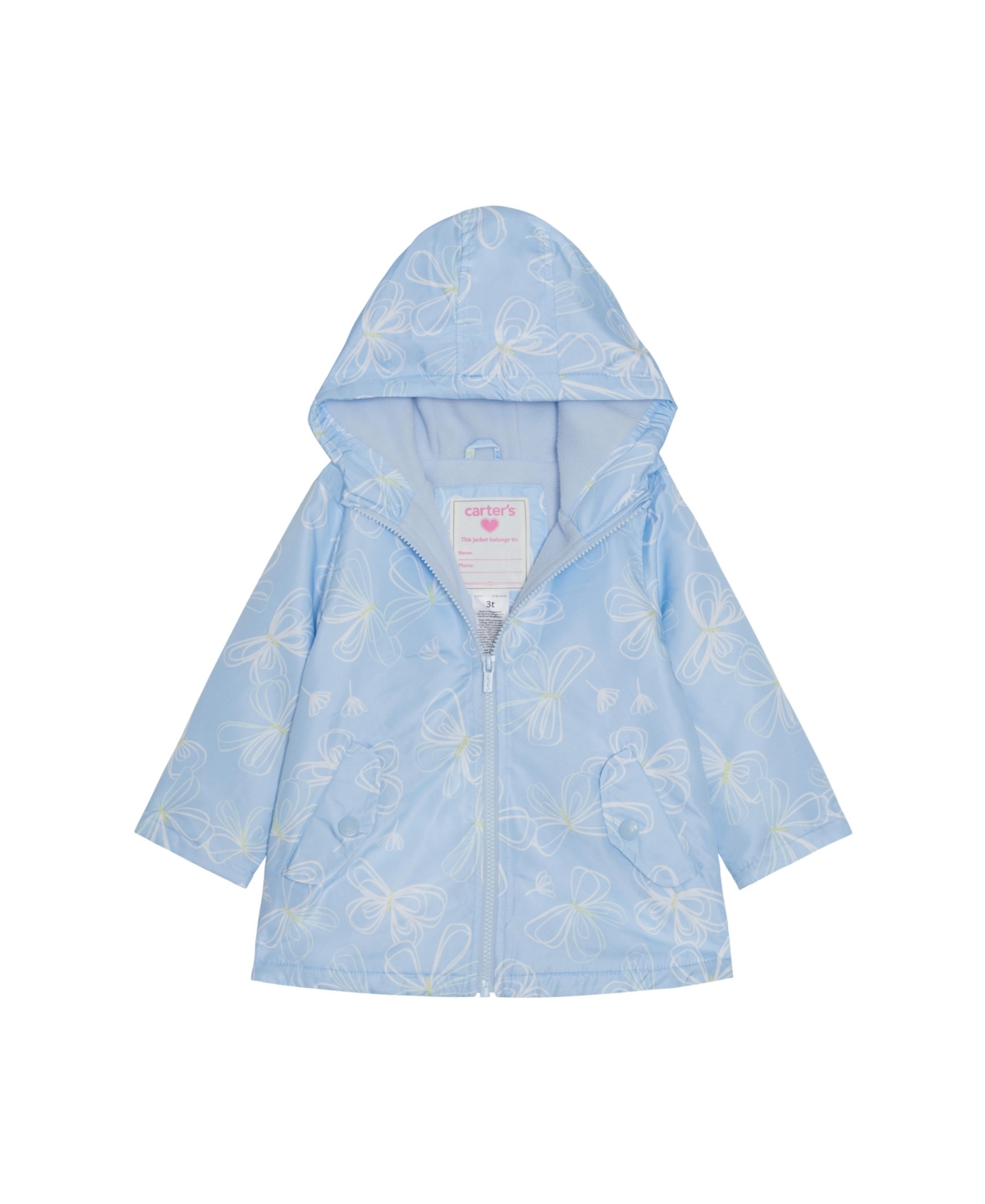 Carter's Toddler Girls Hooded Water-Resistant PrintedRaincoat - Butterfly