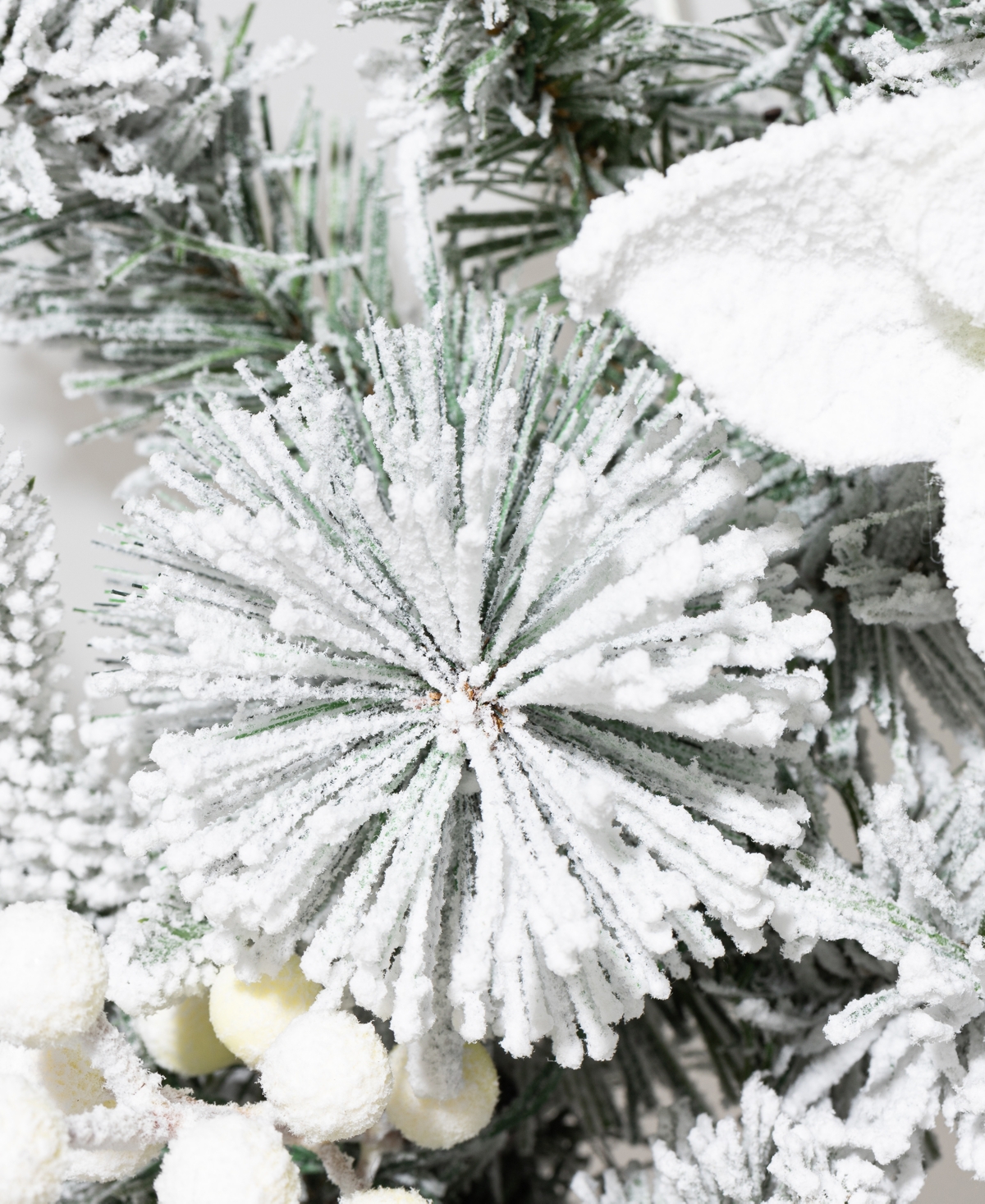 Glitzhome Set Of 2 6ft Pre Lit Flocked Greenery Pine White Poinsettia Christmas Garland, With 50 Warm White Li In Multi