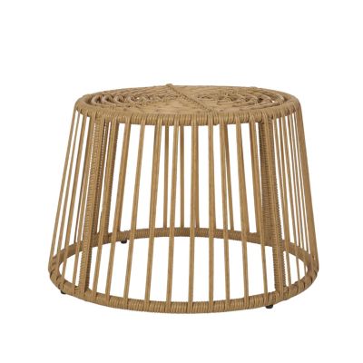 Earthy Boho Wicker Rattan Cage Side Table for Outdoor Decor