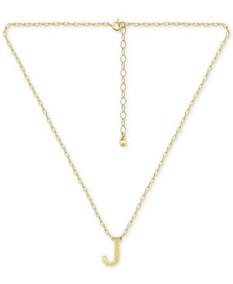 Initial J Pendant Necklace in 18k Gold-Plated Sterling Silver, 16" + 2" extender