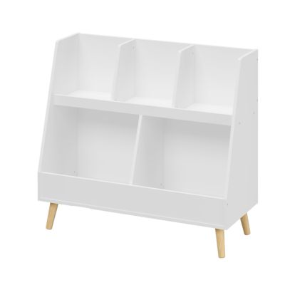 Modern Kids Bookshelf with Storage Bins for Books, Toys & Games