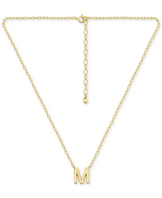 Initial M Pendant Necklace in 18k Gold-Plated Sterling Silver, 16" + 2" extender