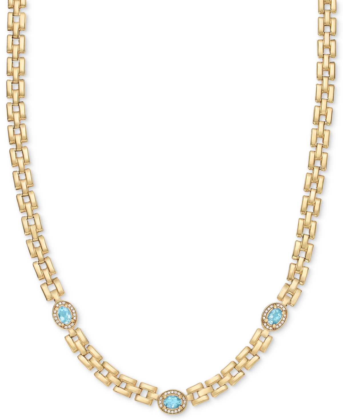 MACY'S AMETHYST (1-1/5 CT. T.W.) & WHITE TOPAZ (1/20 CT. T.W.) PANTHER LINK 17" COLLAR NECKLACE IN 14K GOLD 