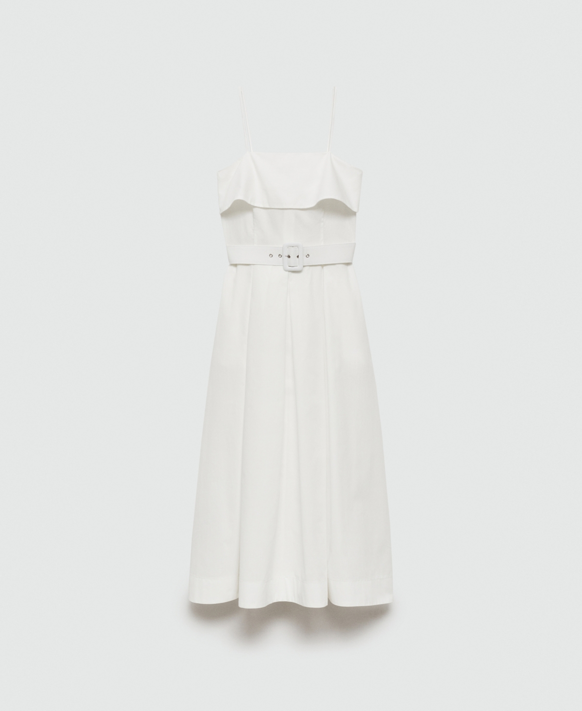 Mango Women's Belted Square Neckline Dress