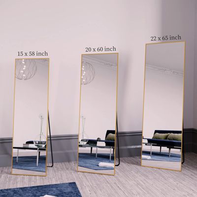 Gold 64"x21" Full-Length Rectangle Nano Glass Mirror, Standing or Wall-Mounted