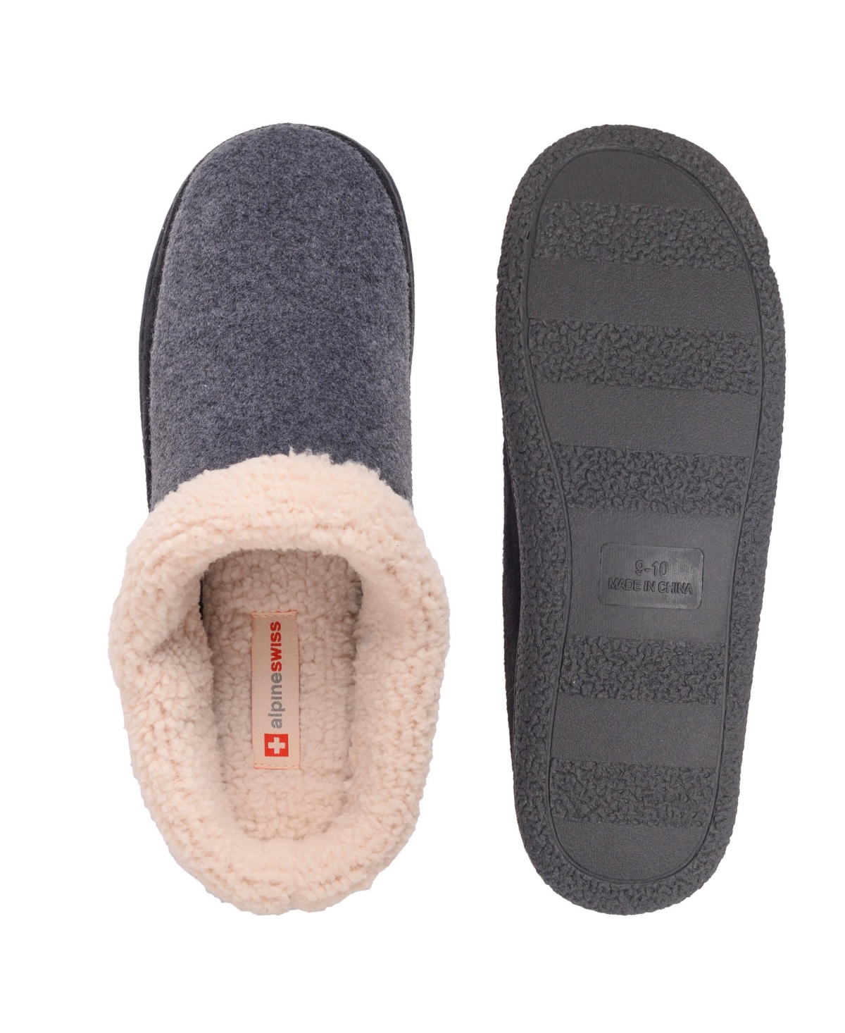 Alpine Swiss Mens Memory Foam Clog Slippers Fleece Fuzzy Slip On House Shoes