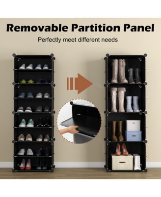 Portable Shoe Rack Organizer 12-Cube 48 Pair Shoe Shelf Storage Cabinet w/Hook