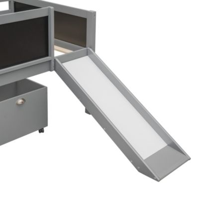 Streamdale Twin Size Loft Bed Wood Bed With Two Storage Boxes