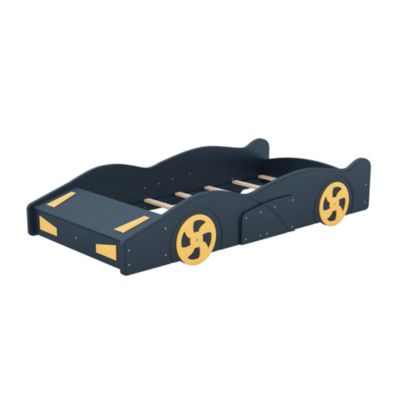 Streamdale Blue & Yellow Race Car Platform Bed with Storage