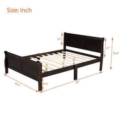 Streamdale Queen Size Wood Platform Bed With Headboard And Wooden Slat Support