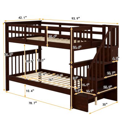 Streamdale Twin-Over-Twin Bunk Bed with Storage and Rail
