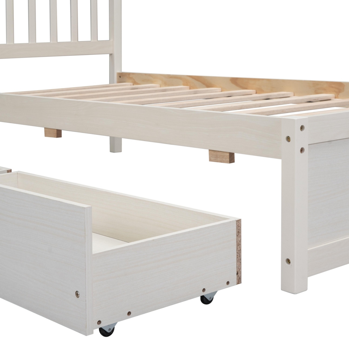 Streamdale Furniture Modern Design Wooden Size Platform Bed With 2 Drawers For White Washed Color