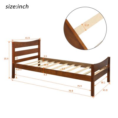 Streamdale Twin Size Wood Platform Bed With Headboard And Wooden Slat Support