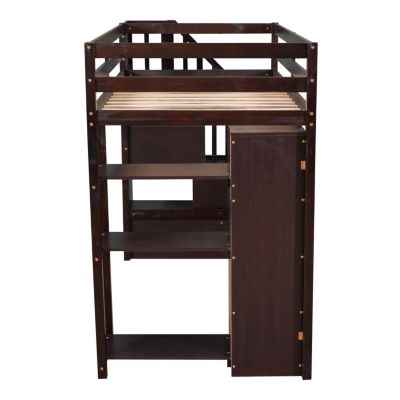 Streamdale Loft Bed with Storage, Stairs, and Shelves