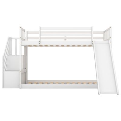 Streamdale Twin Over Twin Bunk Bed With Convertible Slide And Stairway