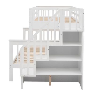 Streamdale Twin-Over-Full Bunk Bed with Storage and Guardrails