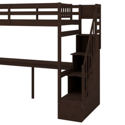 Streamdale Twin Size Loft Bed With Storage Staircase And Built-In Desk