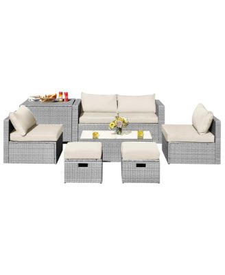 8PCS Patio Rattan Furniture Set Storage Waterproof Cover