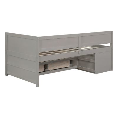 Streamdale Twin Size Daybed With Drawers And Shelves, Gray