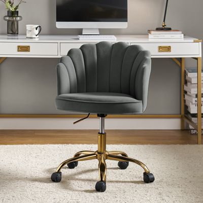 Woman Modern Cute Shell Back Upholstered Desk Chair for Vanity, Living Room