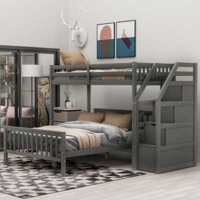 Streamdale Twin Over Full Loft Bed With Staircase