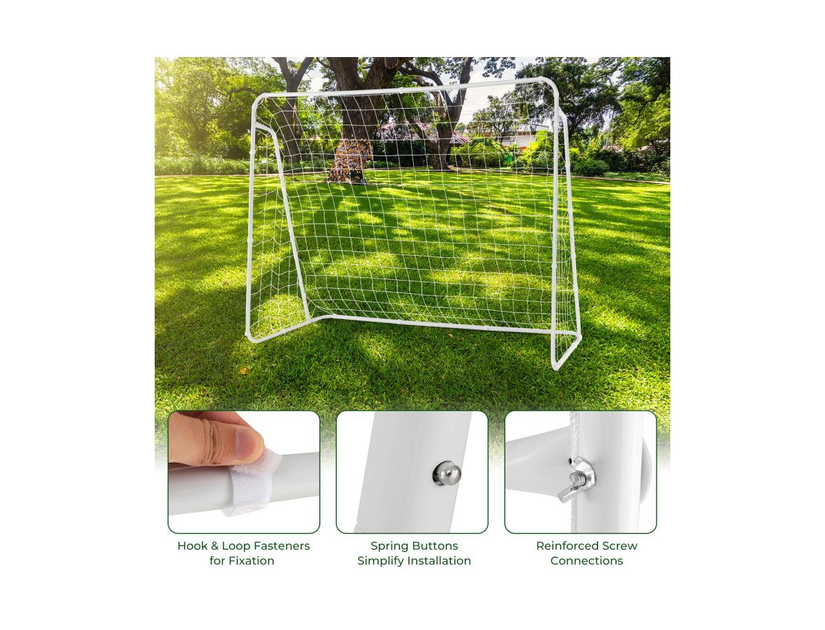 Slickblue Soccer Goal for Backyard with Heavy Duty Frame and Ground Stakes