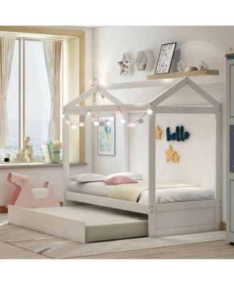 House Bed With Trundle, Can Be Decorated Twin